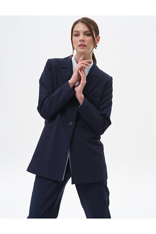 Fleto Cepli Basic Ceket Lacivert - 6