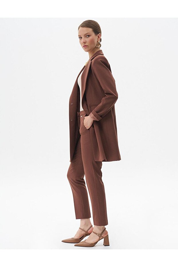 Basic Blazer Ceket Koyu Kahve - 2