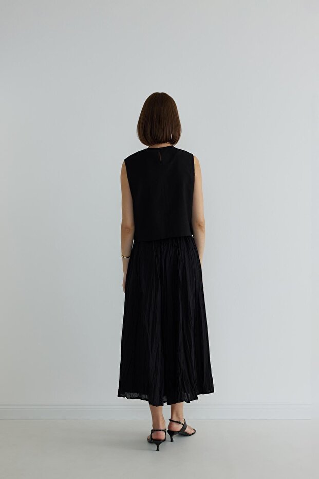 Siyah Donette Piliseli Etek - 7
