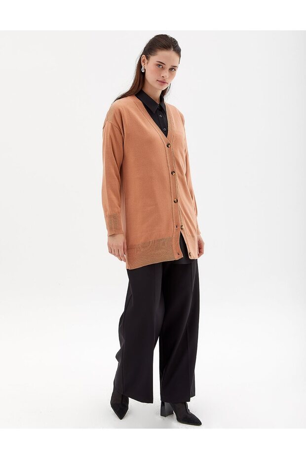 Basic Triko Hırka Somon - 1