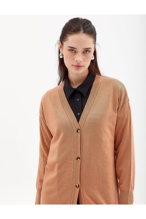 Basic Triko Hırka Somon - 4