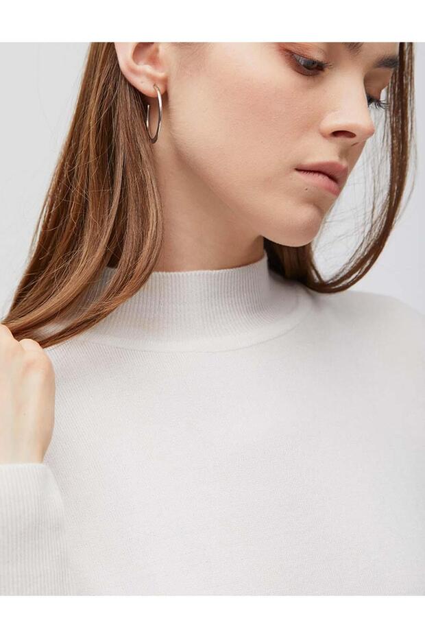 Basic Triko Bluz Ekru - 5