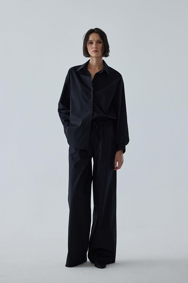 Siyah Basic Oversize Gömlek - 2