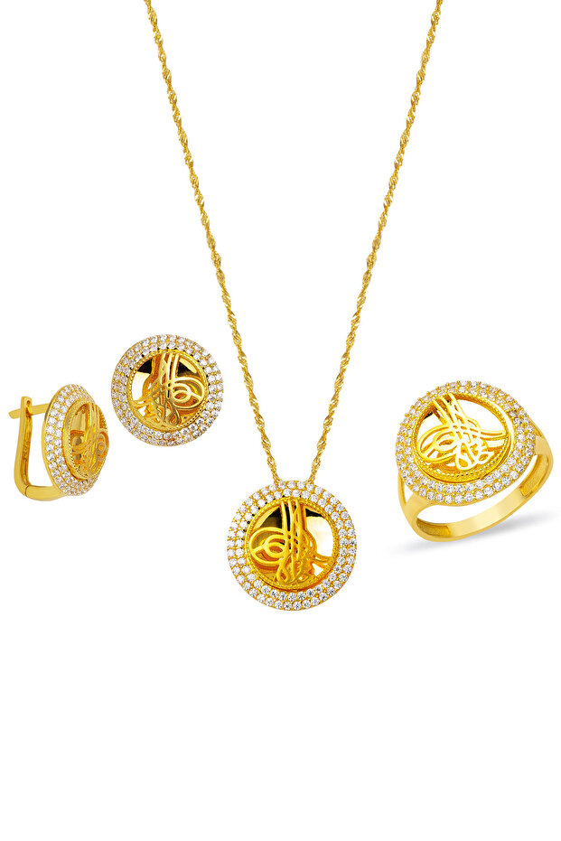 Tuğralı 14 Ayar Üçlü Altın Set - 1