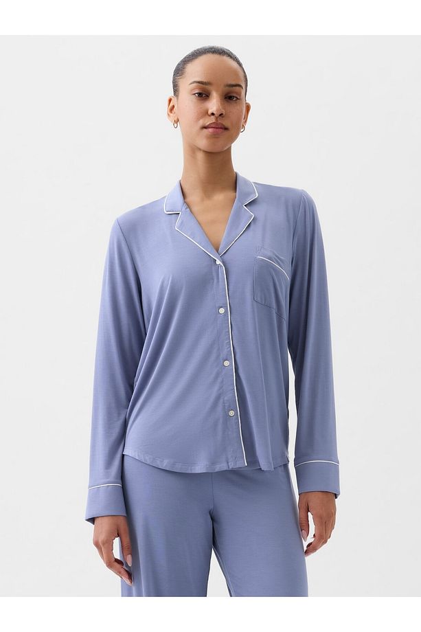 Kadın Mavi Modal Pijama Üstü - 1