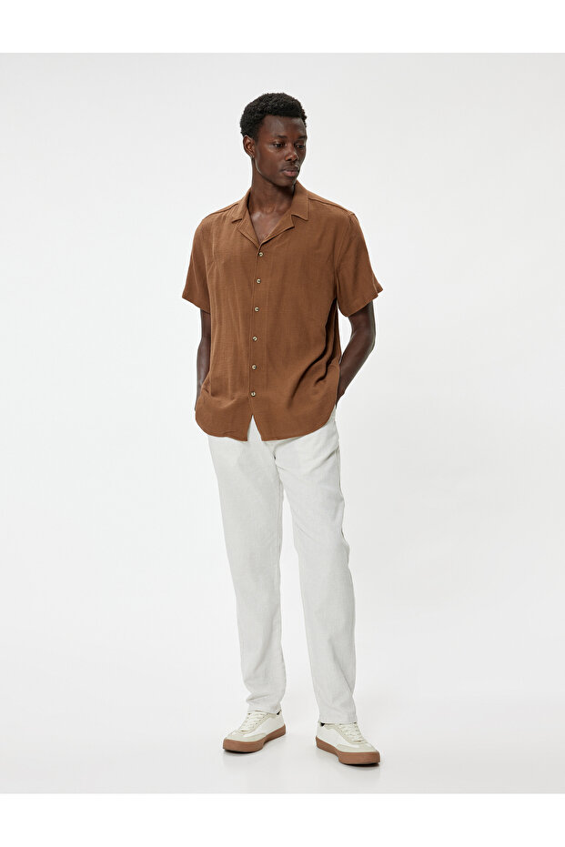 Linen Trousers Chino Pocket Detailed Buttoned