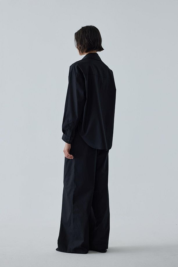 Siyah Basic Oversize Gömlek - 7