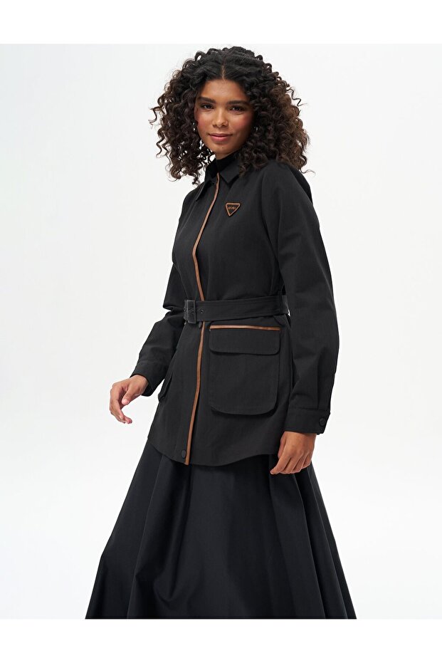 Black Bag Jacket - Pocket and Piping Detail