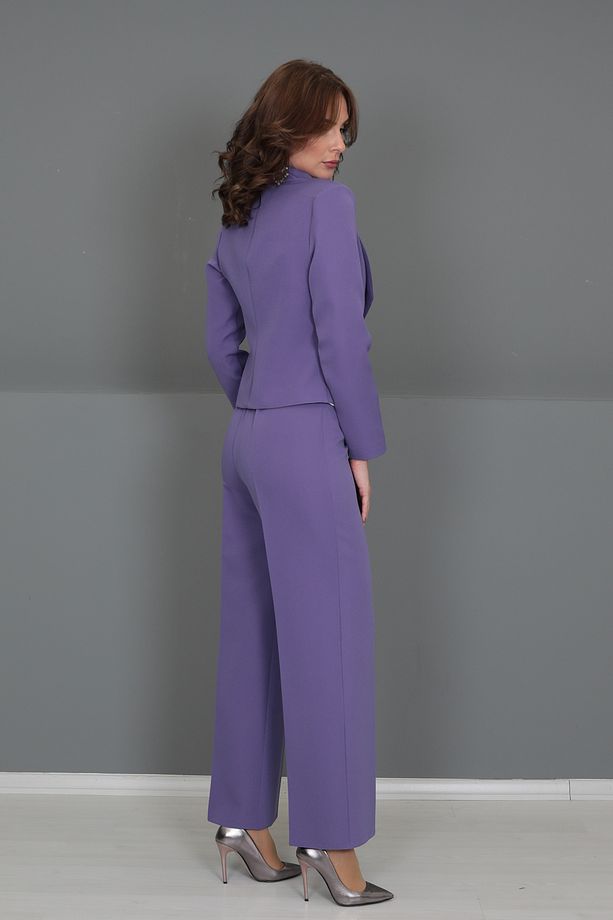 Mini Ceket & Bol Paça Pantolon Takım-lila - 5