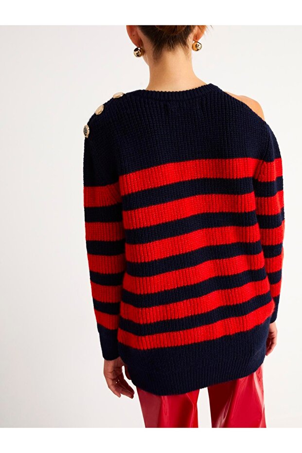 Çizgili Triko Kazak - 2