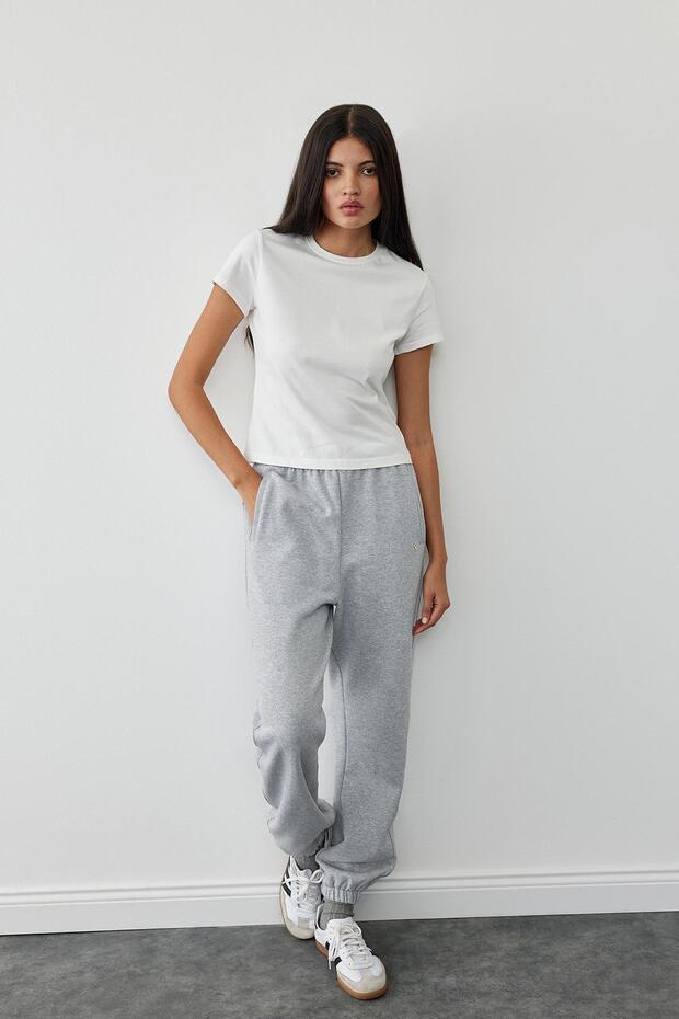 Tricou Slim Fit Ecru Basic Bumbac - 2