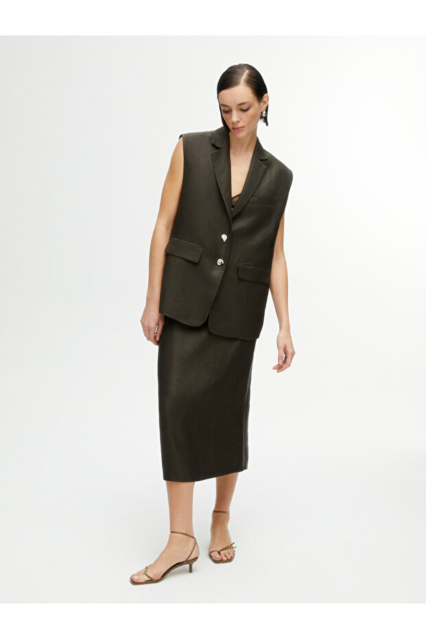 Yırtmaçlı Midi Etek - 2