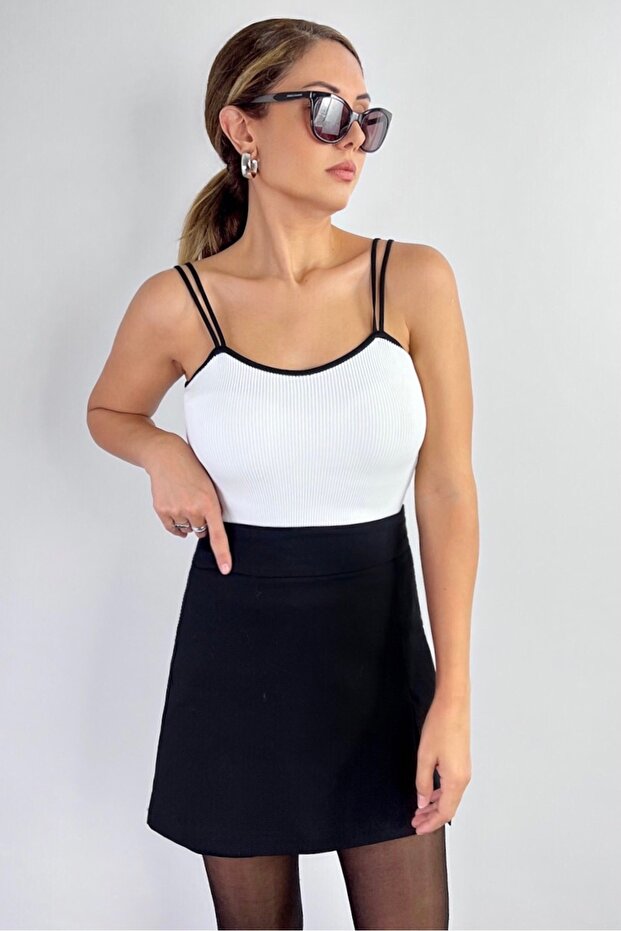 Kadın Kontrast Triko Atlet - 2