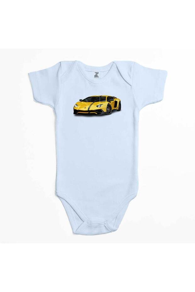 Lamborghni Aventador Yellow Blue Color Baby Bodysuit
