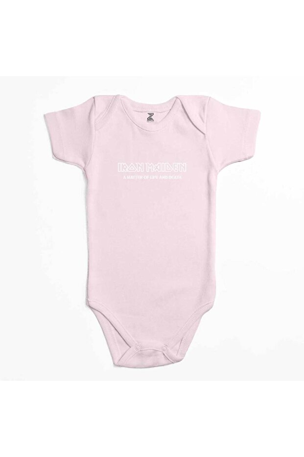 Iron Maiden Matter of Life Text Pink Color Baby Bodysuit