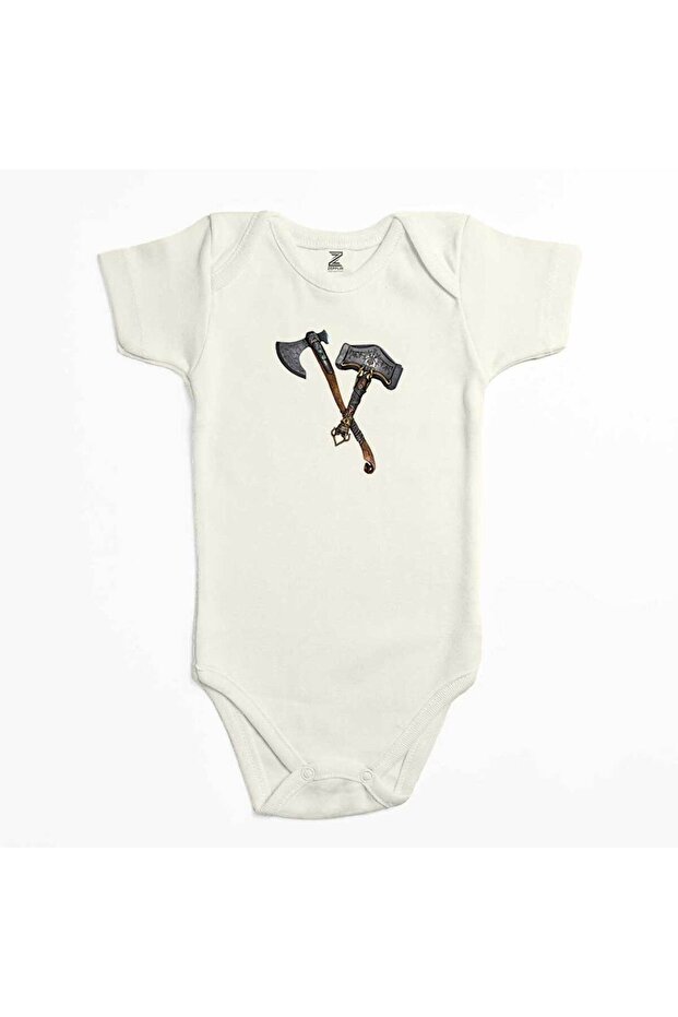 God of War Ragnarok Kratos Weapon Ecru Color Baby Bodysuit