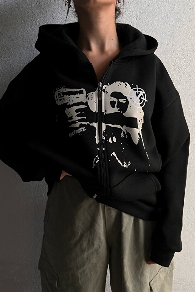 Poligon 3 iplik Oversize Hırka - 1