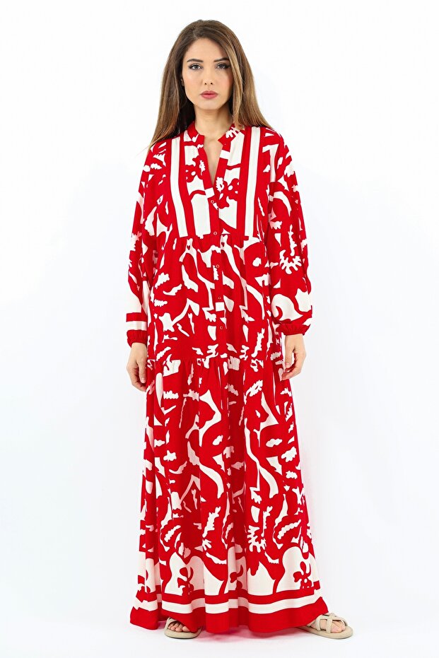 Prive Sorrento 100% Viscose Maxi Length Red Long Dress
