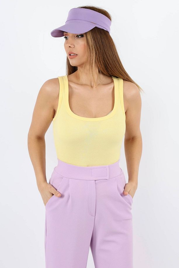 Kadın Cotton Premium Doku Sarı Pamuklu Basic Fitilli Atlet - 1