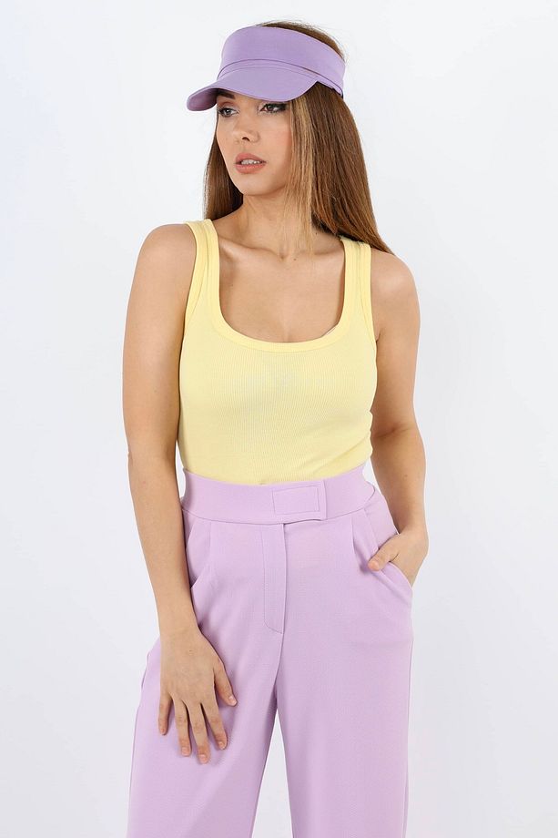 Kadın Cotton Premium Doku Sarı Pamuklu Basic Fitilli Atlet - 7