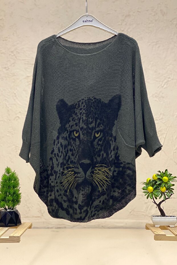 Tiger Print Bat Mercerized Blouse