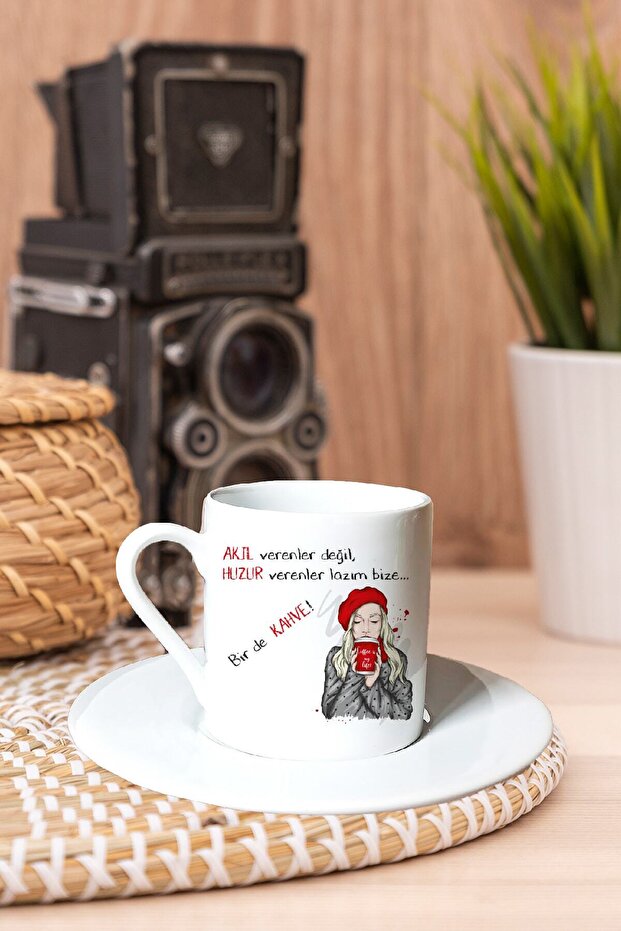 Peace Need One Coffee Printed Red White Turkish Coffee Cup 01