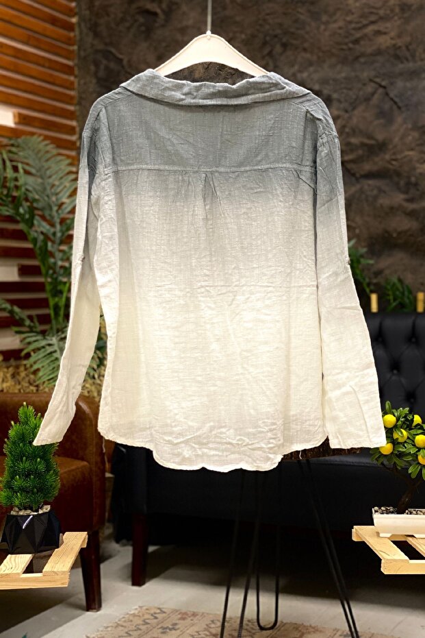 التعادل صبغ نمط طوق نصف زر قميص - 2