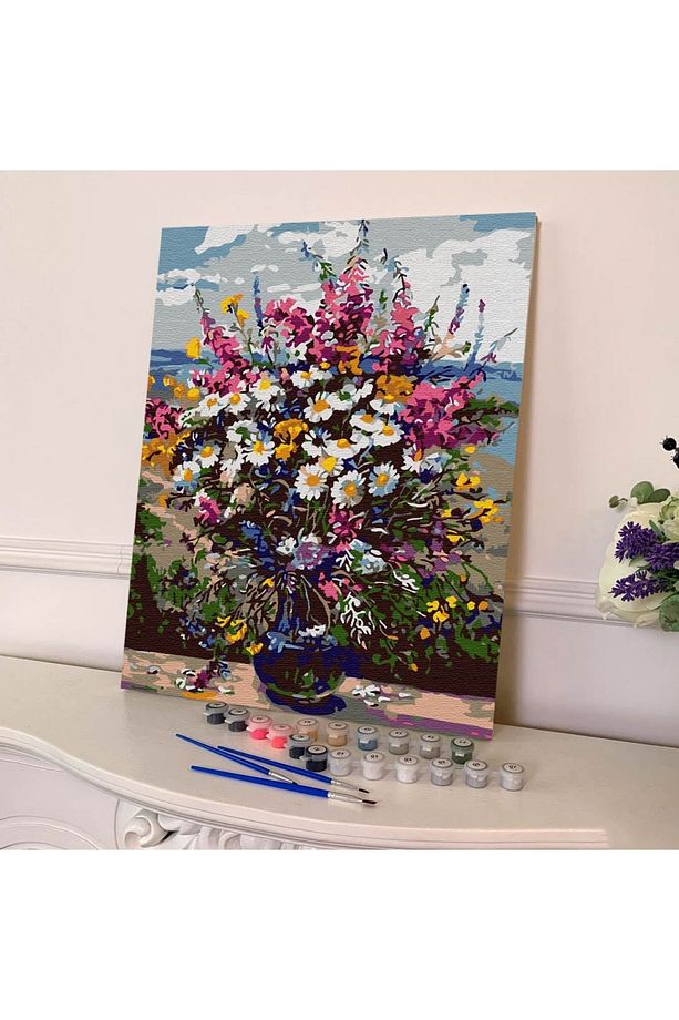 Sayılarla Boyama Seti 40 x 50 cm Tuval Şasesine Gerili Vazodaki Renkler - 4