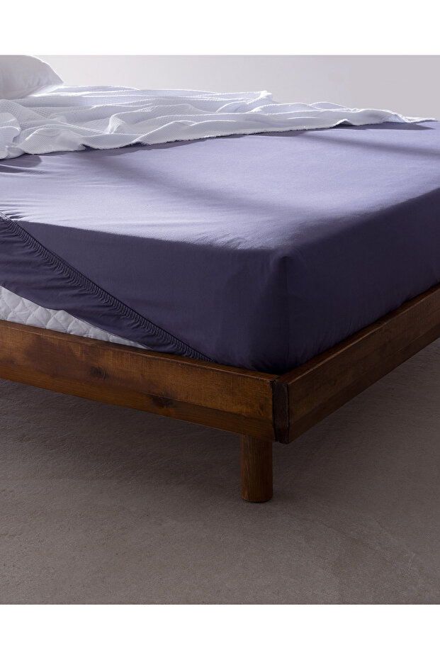 Manon king size plus 100% cotton ranforce elastic sheet - purple