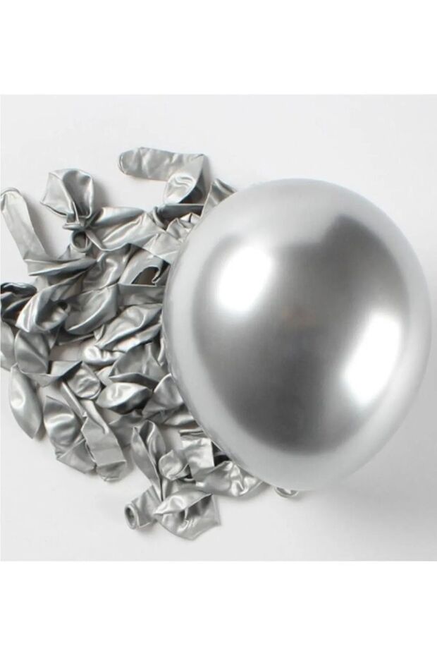 12 Inch Helium a Compatible Chrome Silver Balloon - 10 Pieces