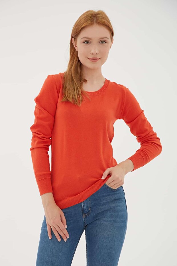 U Neck Sweater Orange