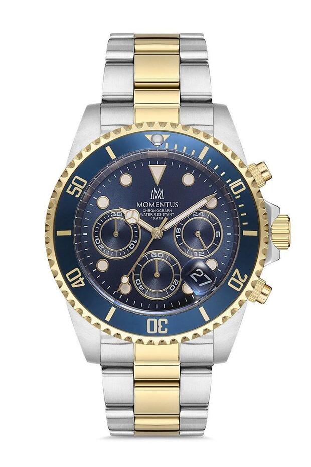 Men's Silver-Dark Blue Steel Case Oval Dial Metal Band Wristwatch Quartz Movement Analog Display m