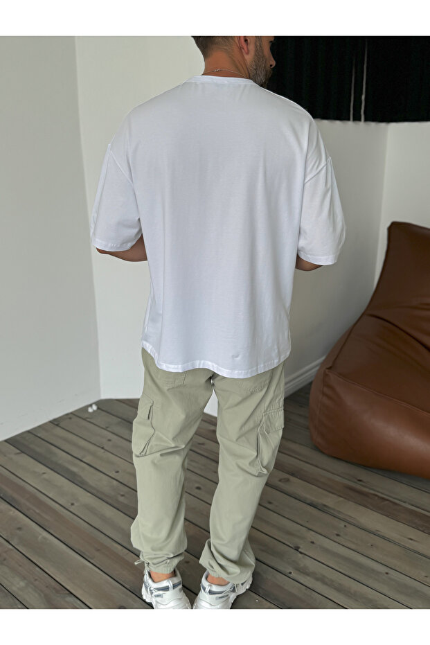 Beyaz Likralı Basic T-Shirt BY-056 - 7