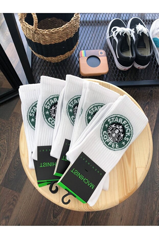 Beyaz Star Fucks Çorap - 4