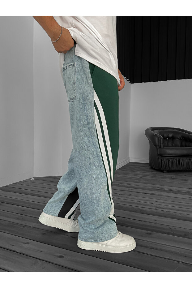 Dark Green Patchwork Denim Tracksuit Gj-16573/72 - 5