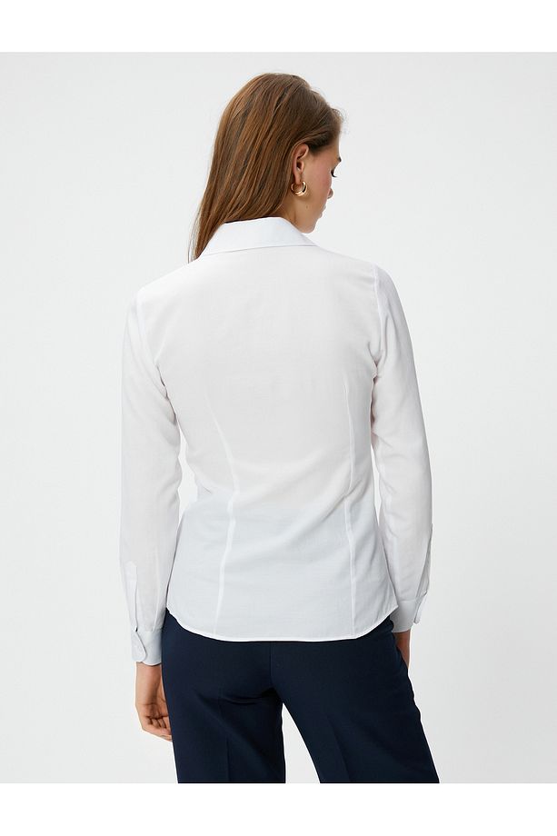 Slim Fit Gömlek Basic Uzun Kollu - 4