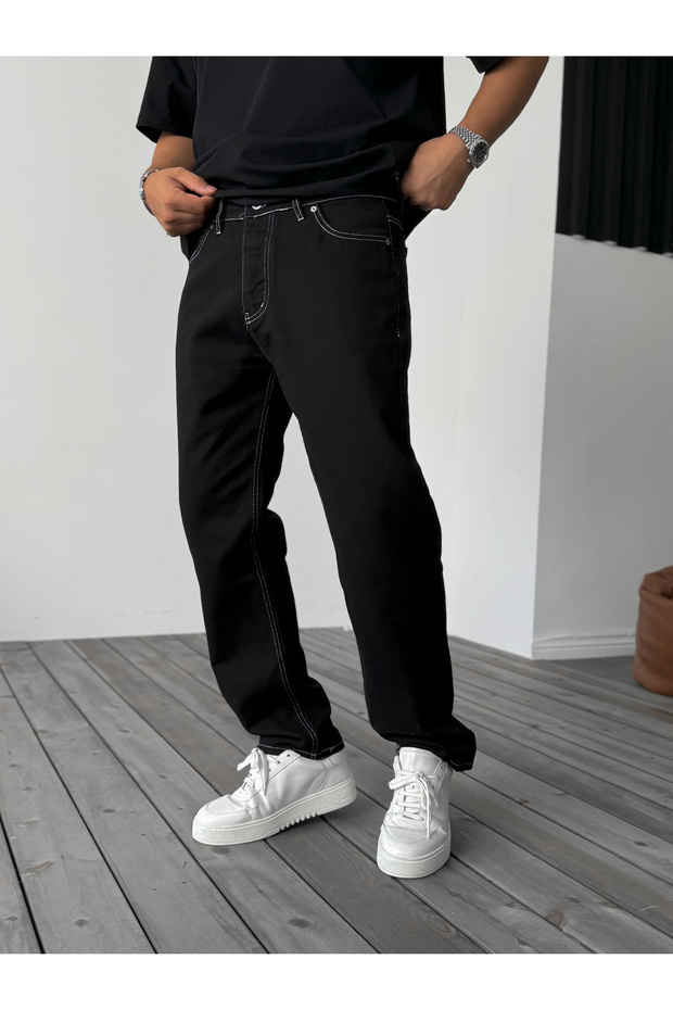 Siyah Dikişli Baggy Jean KE-563 - 2