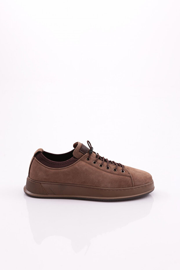Men's Thick Sole Lace-Up Sneaker Shoes Mink Nubuck Brown 77523616