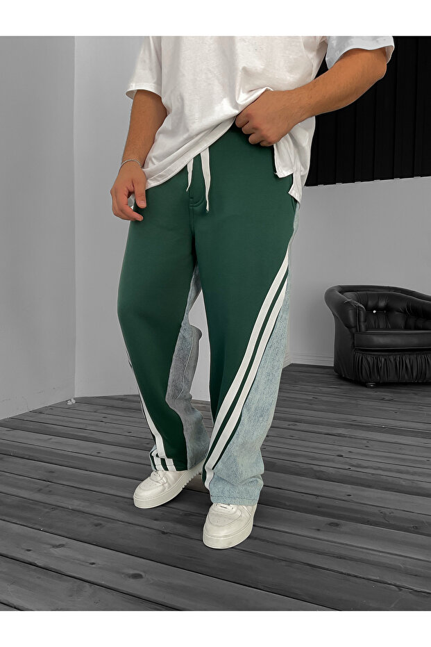 Dark Green Patchwork Denim Tracksuit Gj-16573/72 - 1