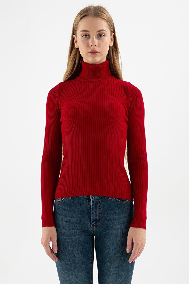 Turtleneck Sweater Claret Red