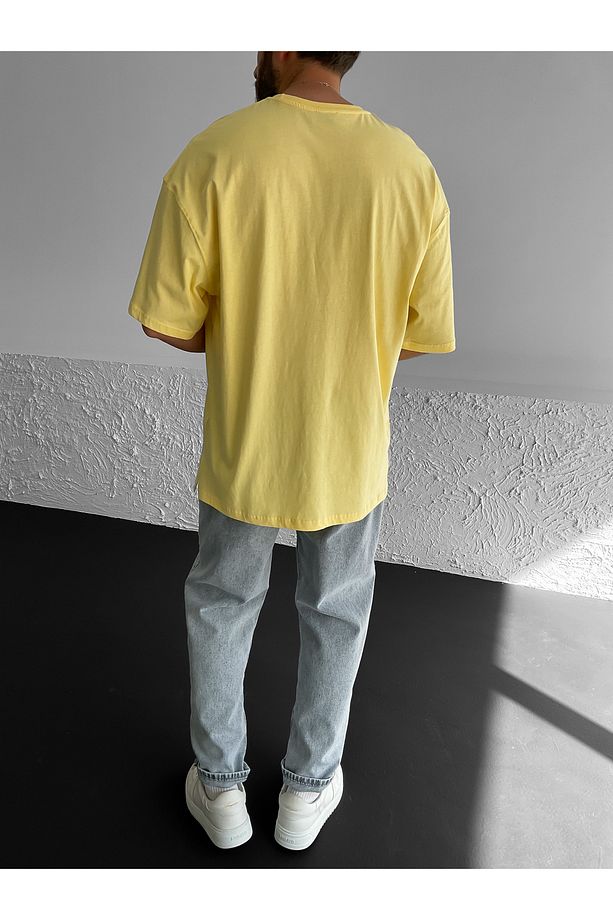 Sarı Yırtmaçlı Basic Oversize T-shirt By-1268 - 4