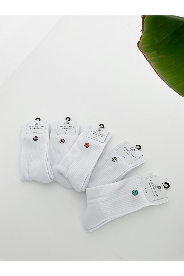 White Orange Emoji Socks - 2