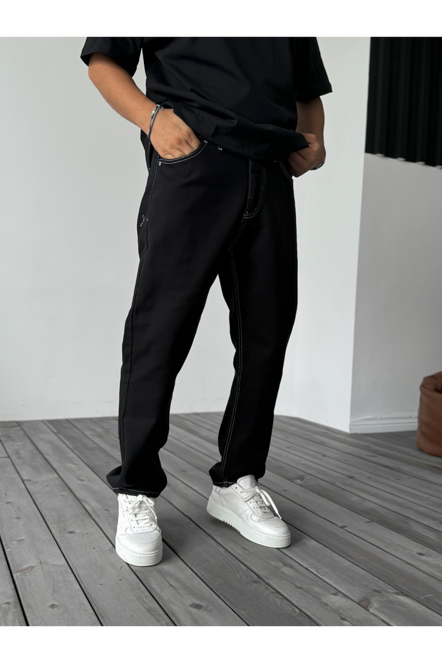 Siyah Dikişli Baggy Jean KE-563 - 4