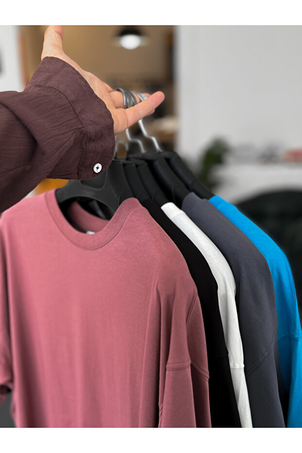 Mavi Basic İnce T-Shirt JJ-589 - 5