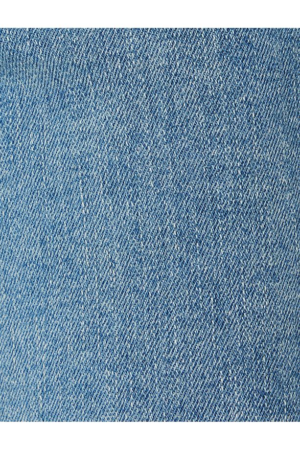 Slim Fit Kot Şort Bermuda Düğmeli Cep Detaylı - 6