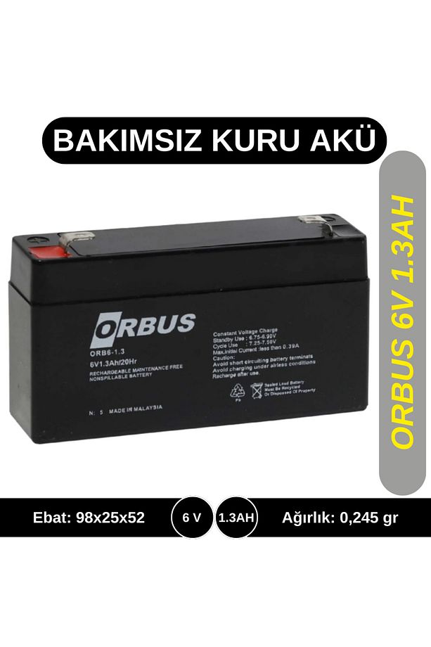 6v 1.3ah Bakımsız Tip Kuru Akü - 1
