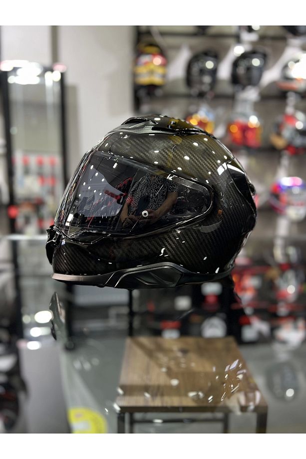 F71 Kask Karbon Siyah Şeffaf Vizörlü - 7