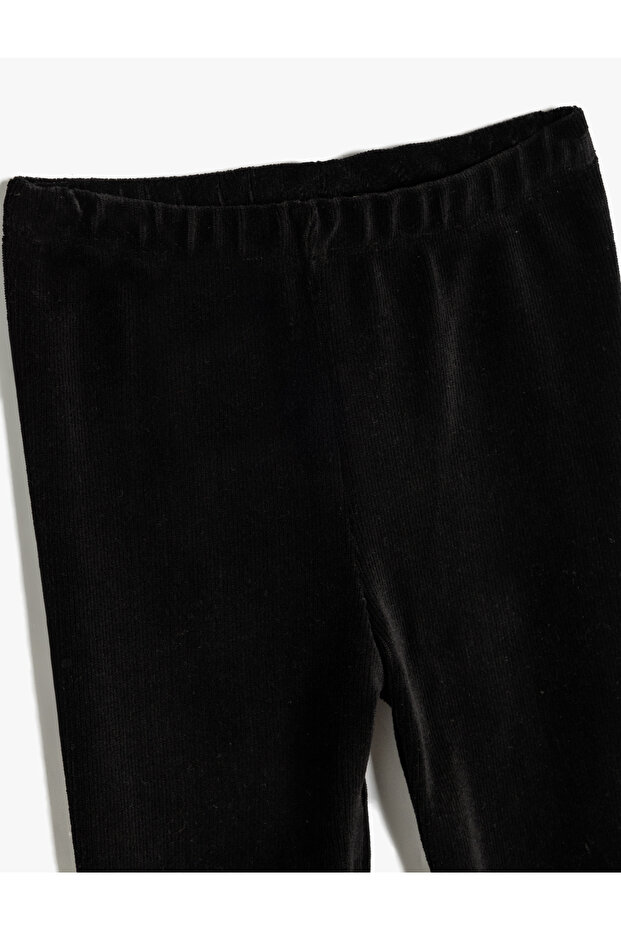 Basic-Samt-Leggings mit elastischem Bund aus Baumwollmischung - 3