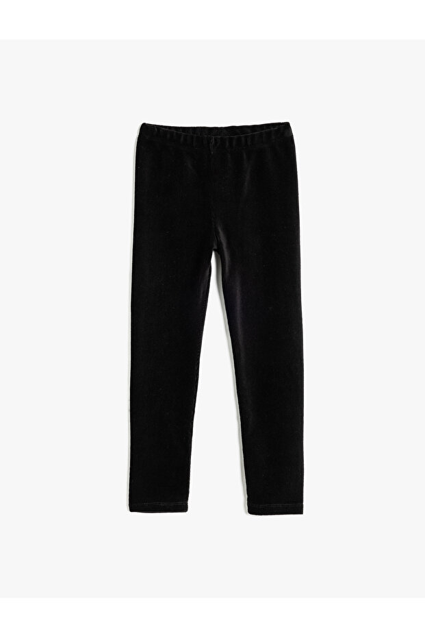 Basic-Samt-Leggings mit elastischem Bund aus Baumwollmischung - 1