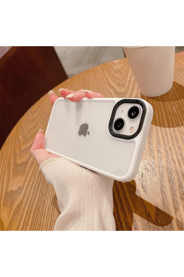 Iphone 11 pro max side colored silicone shiny back surface tiger hybrid cover white